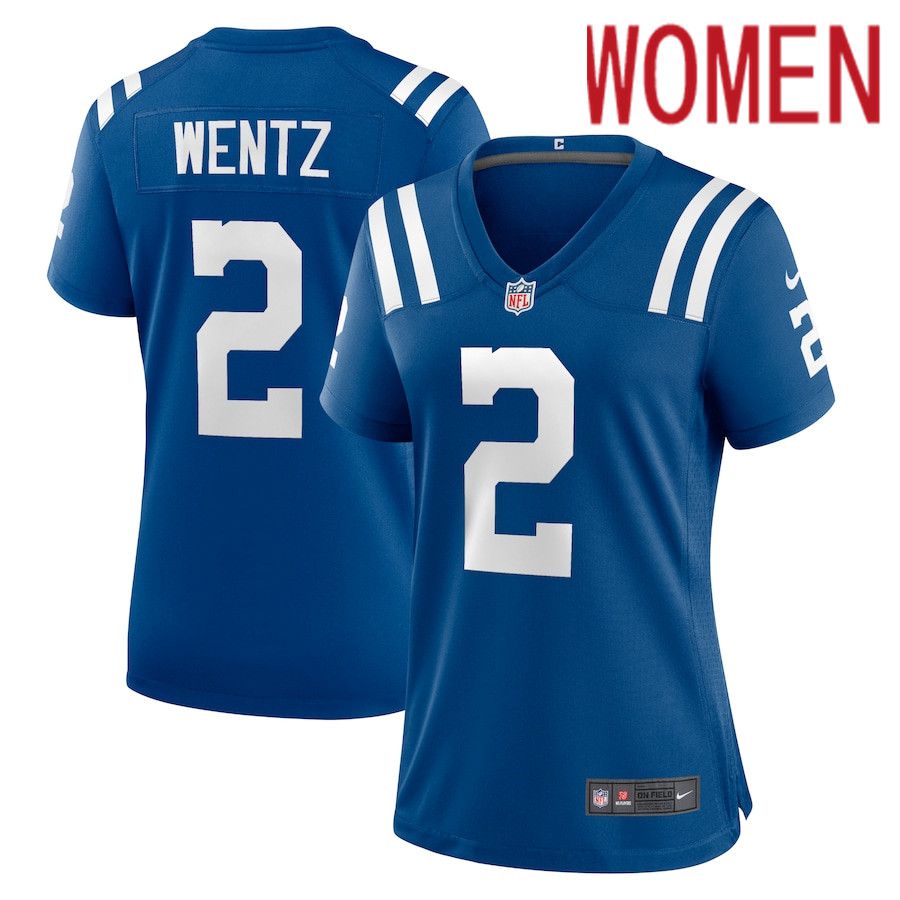 Women Indianapolis Colts #2 Carson Wentz Nike Royal Game NFL Jersey->women nfl jersey->Women Jersey